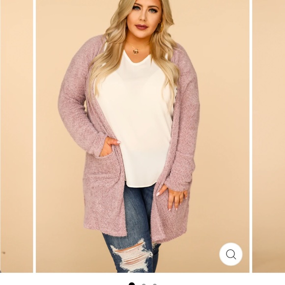 Fuzzy Open Cardigan with Pockets - Picture 2 of 5